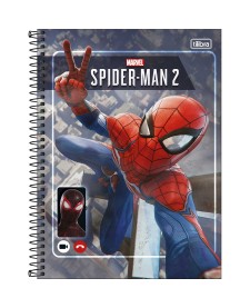 imagem principal do produto Caderno Espiral Capa Dura Universitário Connect 1 Matéria Spider-Man Game 80 Folhas
