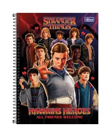 imagem principal do produto Caderno Espiral Capa Dura Universitário Connect 1 Matéria Stranger Things 80 Folhas