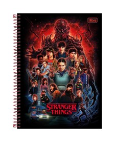 imagem principal do produto Caderno Espiral Capa Dura Universitário Connect 1 Matéria Stranger Things 80 Folhas
