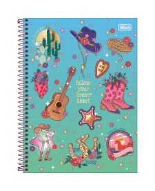 imagem principal do produto Caderno Espiral Capa Dura Universitário Connect 1 Matéria West Girl 80 Folhas