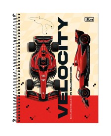 imagem principal do produto Caderno Espiral Capa Dura Universitário Connect 10 Matérias Speed 160 Folhas  - Capa Carro Vermelho Velocity