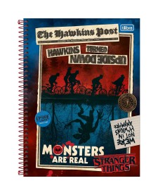imagem principal do produto Caderno Espiral Capa Dura Universitário Connect 10 Matérias Stranger Things 160 Folhas