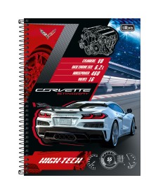 imagem principal do produto Caderno Espiral Capa Dura Universitário Connect 12 Matérias Camaro e Corvette 192 Folhas