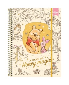 imagem principal do produto Caderno Espiral Capa Dura Universitário Top 10 Matérias Pooh 120 Folhas