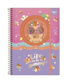 imagem principal do produto Caderno Espiral Capa Dura Universitário Top com Janela Capyclub 1 Matéria 60 Folhas