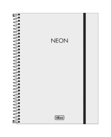imagem principal do produto Caderno Espiral Capa Plástica Universitário 1 Matéria Neon Branco 80 Folhas