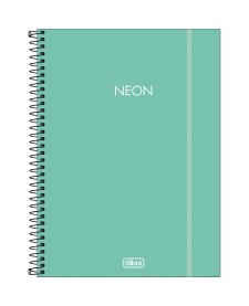 imagem principal do produto Caderno Espiral Capa Plástica Universitário 1 Matéria Neon Turquesa 80 Folhas