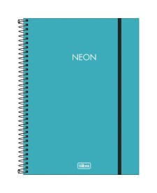 imagem principal do produto Caderno Espiral Capa Plástica Universitário 10 Matérias Neon Azul 160 Folhas