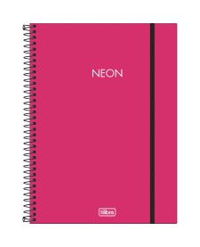 imagem principal do produto Caderno Espiral Capa Plástica Universitário 10 Matérias Neon Pink 160 Folhas