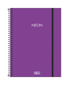 imagem principal do produto Caderno Espiral Capa Plástica Universitário 10 Matérias Neon Roxo 160 Folhas