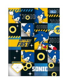 imagem principal do produto Caderno Quadriculado 1x1 cm Brochura Capa Dura Universitário Sonic 40 Folhas