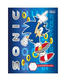 imagem principal do produto Caderno Quadriculado 1x1 cm Brochura Capa Dura Universitário Sonic 40 Folhas