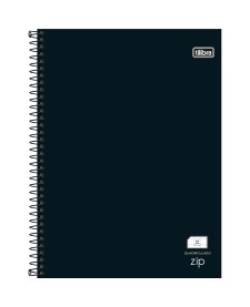 imagem principal do produto Caderno Quadriculado 5x5 mm Espiral Capa Dura Universitário Zip Preto 48 Folhas