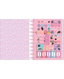 imagem de detalhe produto Caderno Universitário Tilidisco 10 Matérias Pelúcia Purrfect Cats 160 Folhas