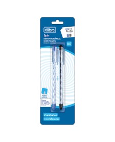 imagem principal do produto Caneta Esferográfica 0.5mm Spin - Blister com 2 Unidades (Preta e Azul).