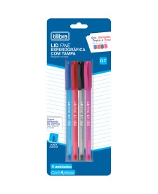 imagem principal do produto Caneta Esferográfica 0.7mm Lid Fine - Blister com 4 unidades