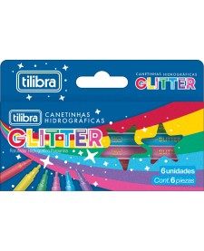 imagem principal do produto Canetinha Hidrográfica 6 Cores com Glitter