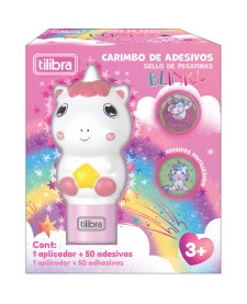 imagem principal do produto Carimbo de Adesivos Unicórnio com 50 Adesivos