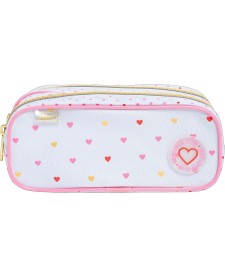 imagem de detalhe produto Estojo Duplo Grande Académie Coração Metalizado Azul