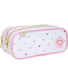 imagem principal do produto Estojo Duplo Grande Académie Coração Metalizado Azul