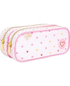 imagem principal do produto Estojo Duplo Grande Académie Coração Metalizado