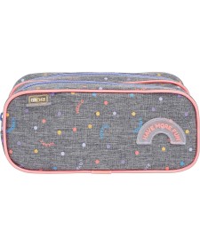 imagem de detalhe produto Estojo Duplo Grande Académie Dots Cinza