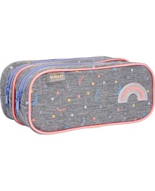 imagem principal do produto Estojo Duplo Grande Académie Dots Cinza