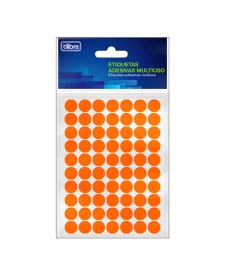 imagem principal do produto Etiqueta Adesiva Multiuso 13mm Laranja Fluor 6 folhas 420 Unidades