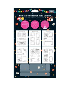 imagem principal do produto Folhas de Adesivos para Colorir 6 folhas.