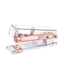 imagem de detalhe produto Grampeador 12 Folhas de Mesa Transparente Ouro Rose
