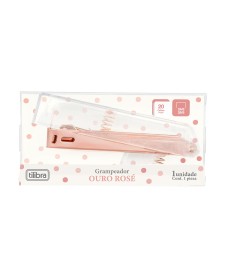 imagem principal do produto Grampeador 12 Folhas de Mesa Transparente Ouro Rose