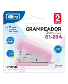 imagem de detalhe produto GRAMPEADOR 20 FOLHAS MINI G1-20A ROSA CLARO