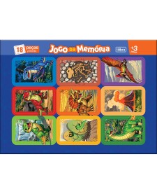imagem principal do produto Jogo da Memória com Livro Educativo Raptor 18 Peças