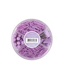 imagem de detalhe produto Kit Clips, Prendedor para Papel e Alfinete Lilás