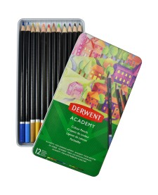 imagem principal do produto Lápis de Cor Academy 12 Cores Estojo Lata