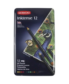 imagem de detalhe produto Lápis de Cor Aquarelável Inktense 12 Cores Estojo Lata