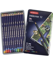 imagem principal do produto Lápis de Cor Aquarelável Inktense 12 Cores Estojo Lata