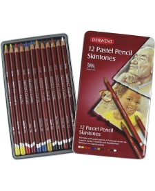 imagem principal do produto Lápis de Cor Pastel Tons de Pele 12 Cores Estojo Lata