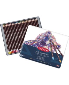 imagem principal do produto Lápis de Cor Permanente Coloursoft 24 Cores Estojo Lata Derwent