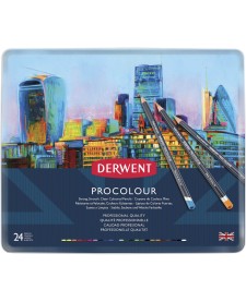 imagem de detalhe produto Lápis de Cor Permanente Procolour 24 Cores Estojo Lata