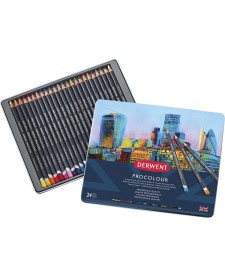 imagem principal do produto Lápis de Cor Permanente Procolour 24 Cores Estojo Lata