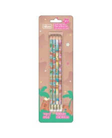 imagem principal do produto Lápis Preto Redondo com Borracha N.2 Capyclub - Blister com 4 Unidades