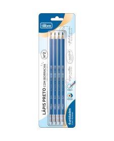 imagem principal do produto Lápis Preto Sextavado N° 2 - Blister com 4 Unidades