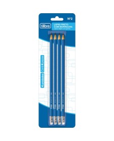 imagem principal do produto Lápis Preto Sextavado Nº2 D+ - Blister com 4 Unidades