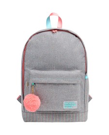 imagem de detalhe produto Mochila de Costas Académie Dots Cinza com frase