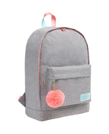imagem principal do produto Mochila de Costas Académie Dots Cinza com frase