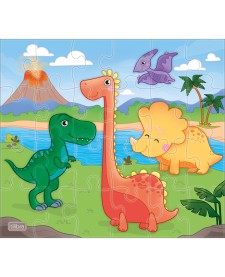 imagem principal do produto Quebra-Cabeça 24 Peças Ilustrações - Safari, Dinossauros e Fundo do Mar - Sortido