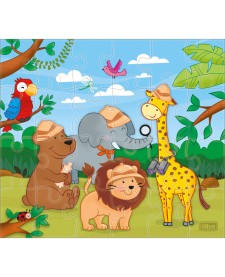 imagem principal do produto Quebra-Cabeça 24 Peças Ilustrações - Safari, Dinossauros e Fundo do Mar - Sortido