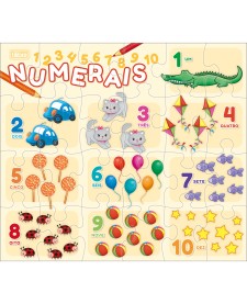 imagem principal do produto Quebra-Cabeça 24 Peças Pedagógico - Cores, Numeros e Vogais - Sortido