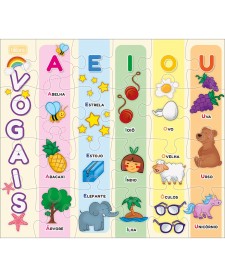 imagem principal do produto Quebra-Cabeça 24 Peças Pedagógico - Cores, Numeros e Vogais - Sortido